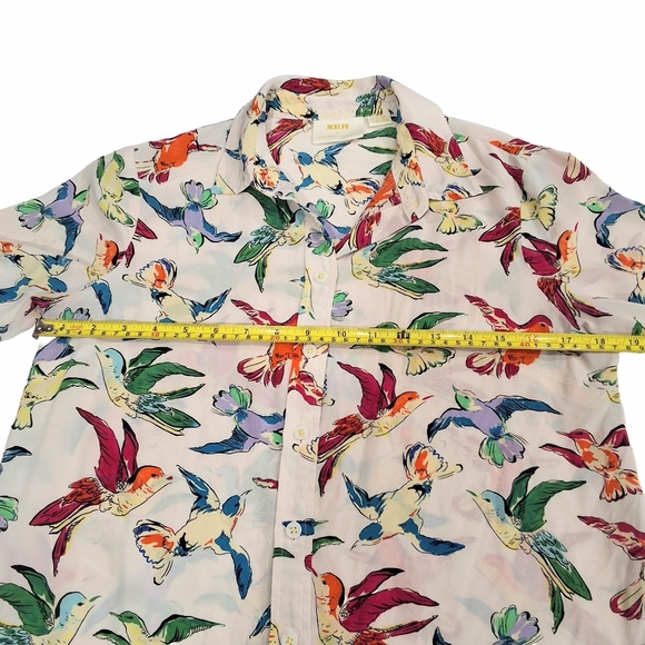 Anthropologie 100% Silk Potala Humming Bird Colorful button down Size US6 UK10 - Picture 6 of 8